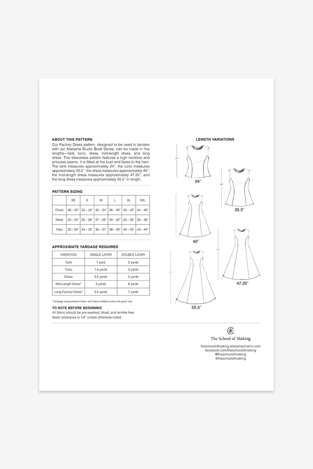 The School of Making Factory Dress Pattern Maker Supplies for DIY Clothing.