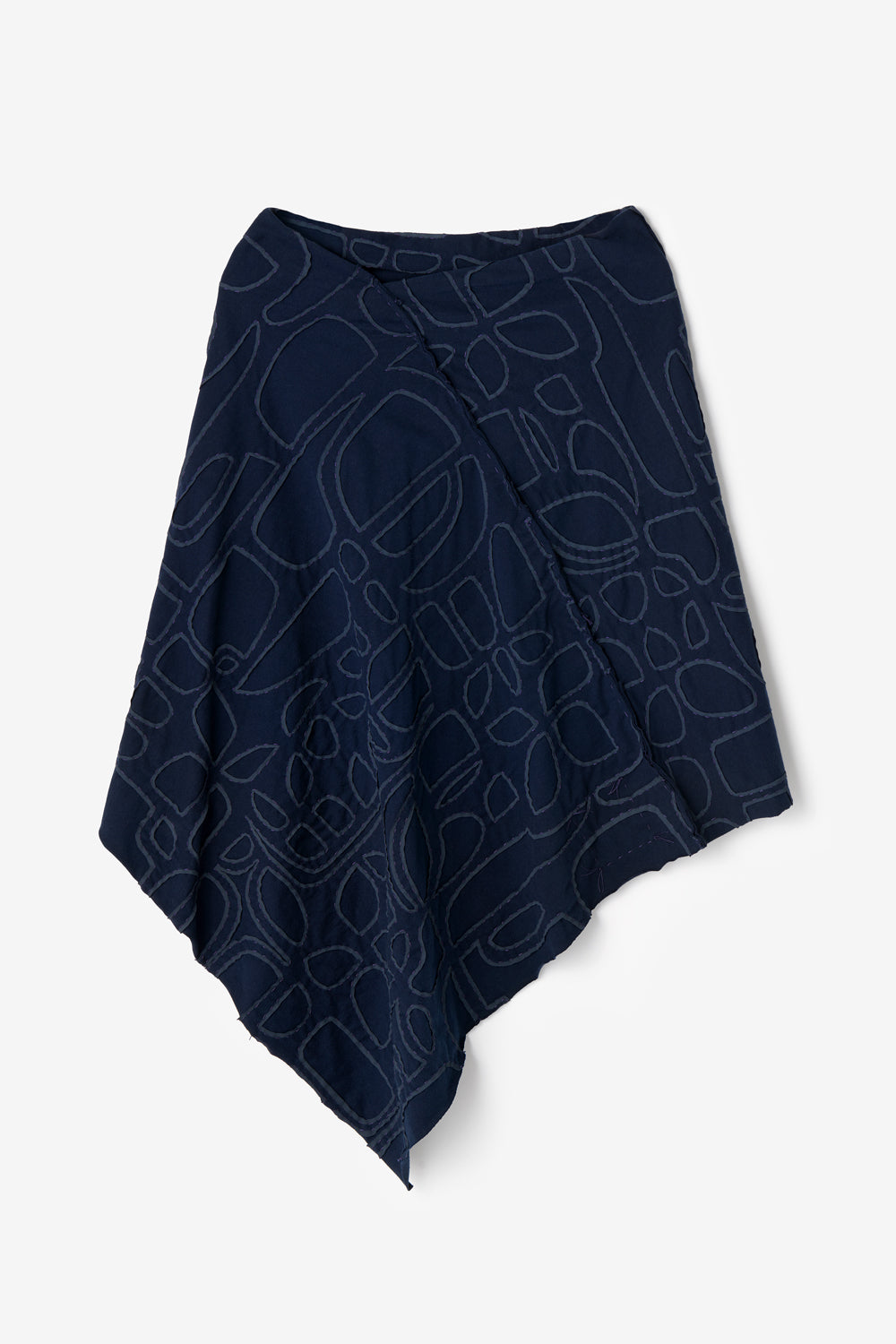 The School of Making Poncho in navy with Tony design made from 100% organic cotton.