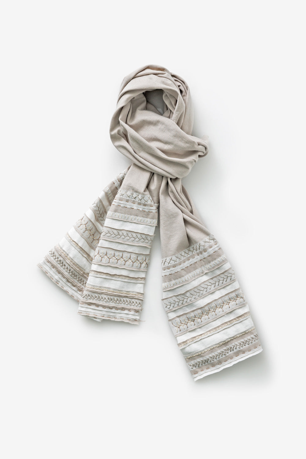 The School of Making Stripe Scarf Kit in white/sand.