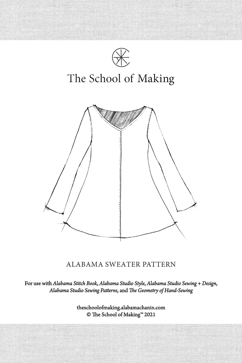 The School of Making Alabama Sweater Pattern Sewing Pattern for Hand-Sewing Clothing.