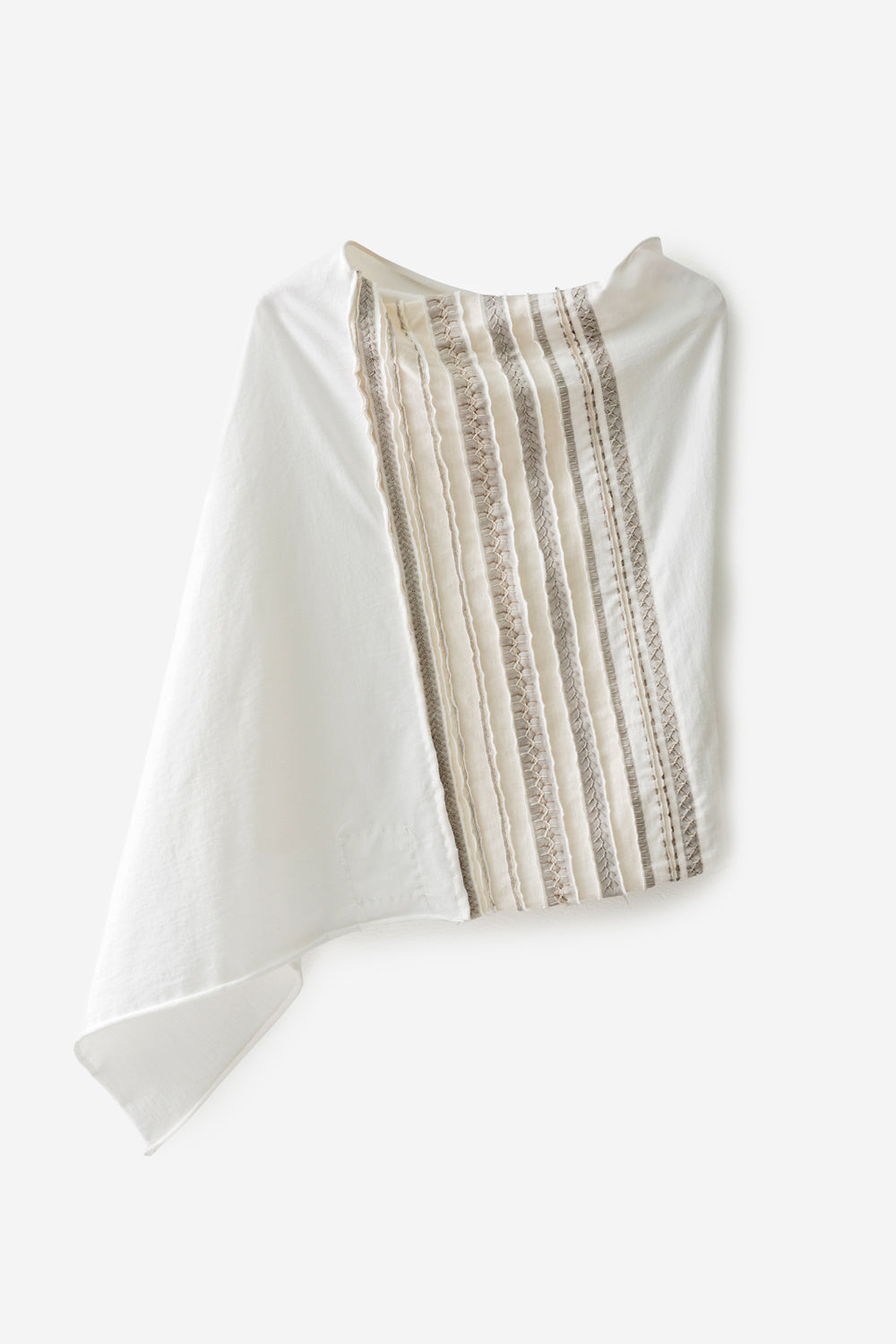 The School of Making Hand-Sewn Stripe Poncho DIY Kit with Natural White Organic cotton