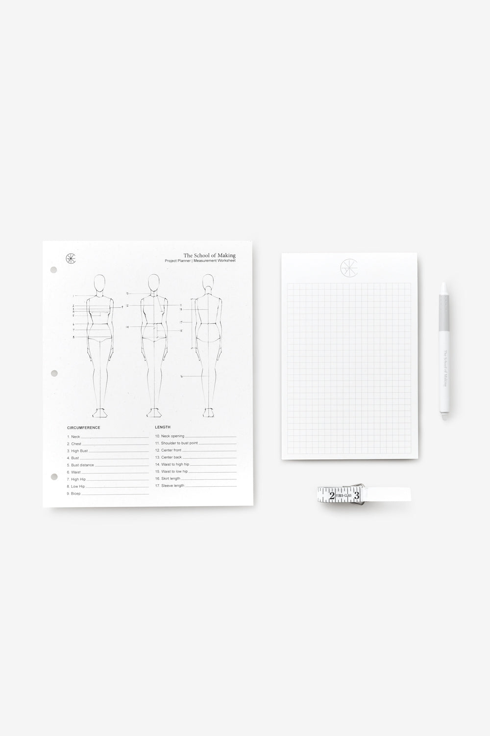 The School of Making Measuring Bundle Maker Supplies for Handmade Garments and Designs.