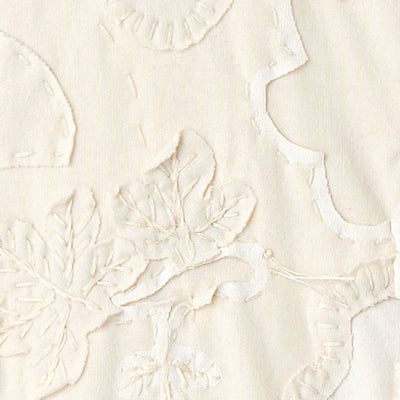 Natural swatch with floral appliqué and embroidery