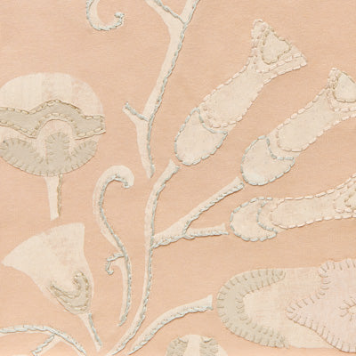 Tan-pink swatch with floral appliqué and embroidery