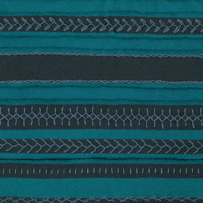 Organic Cotton Embroidery in Teal and Teal with the Stripe Stencil