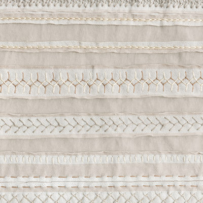 Organic Cotton Embroidery in Sand and Sand with the Stripe Stencil