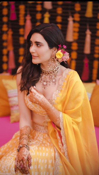 The Haldi ceremony offers brides a chance to embrace a spectrum of colors  and patterns, from traditional whites to lively hues, allowing ... |  Instagram