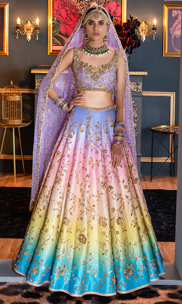 Multi Color Wedding Collection Designer Lehenga Choli :: ANOKHI FASHION