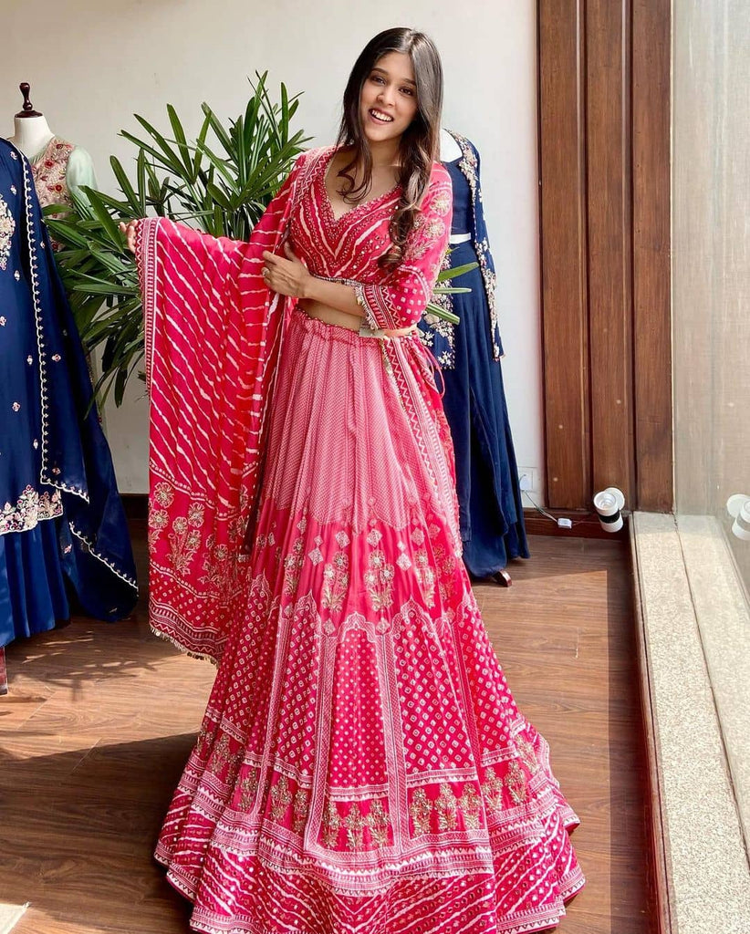 Buy Pink Embroidered Velvet Lehenga Choli With Dupatta Online At Zeel  Clothing