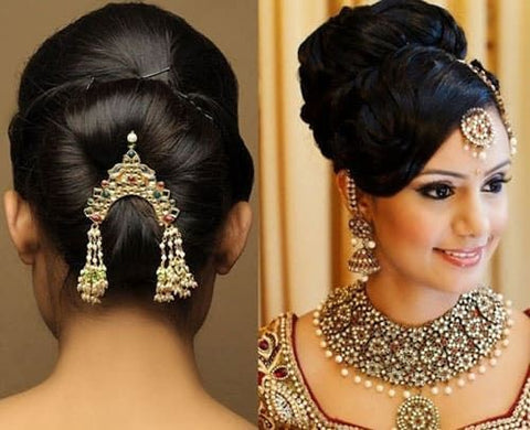 Indian Hairstyle With Tikli | Indian hairstyles, Hair styles, Bridal hair  buns