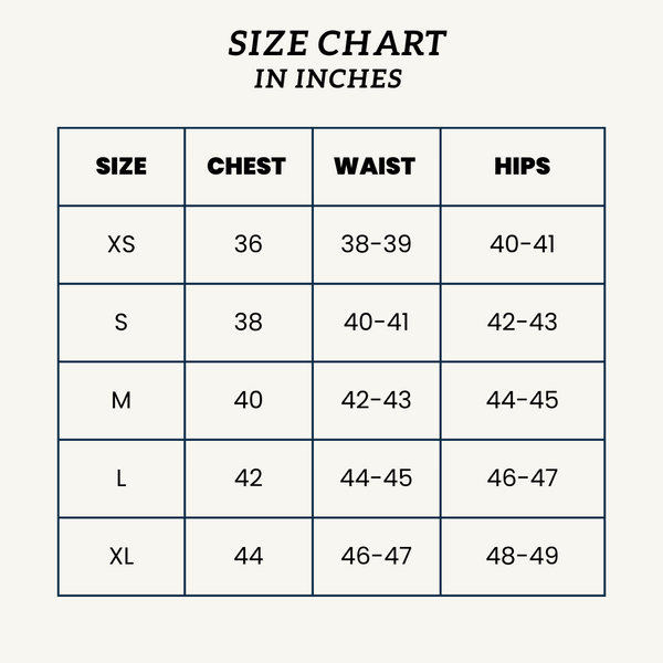 Co Ord Set Size Chart | Kanchan Fashion