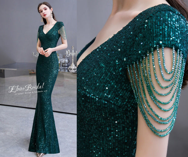 Top 50 Emerald Green Reception Dress Designs