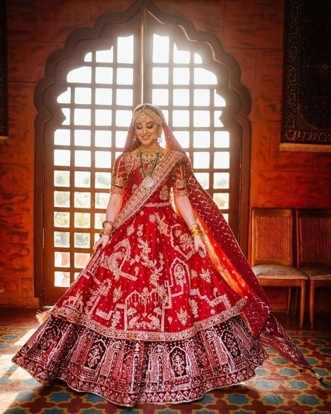 Top 100+ Trendy Red Lehenga Designs for Wedding Season