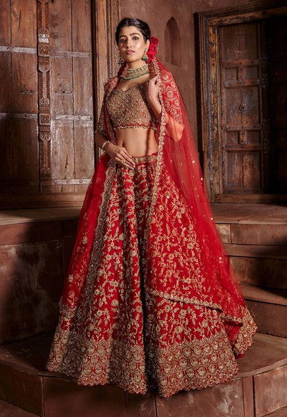 Top 100+ Trendy Red Lehenga Designs for Wedding Season