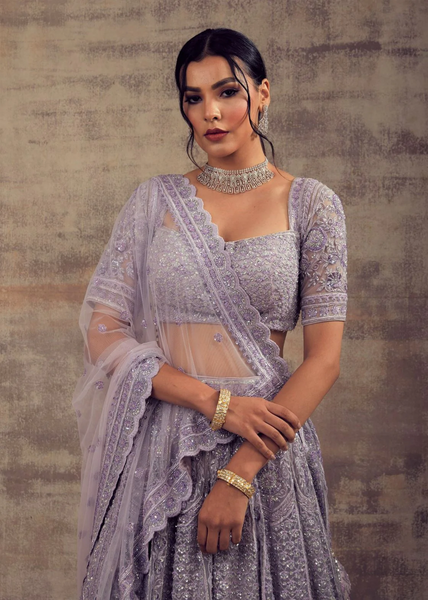 Top 100+ Lavender Grey Lehenga Designs: Soft and Elegant Ensemble for Day Weddings