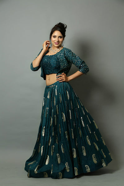 Top 100+ Dark Teal Lehenga Designs: Bold and Sophisticated Look for Mehndi