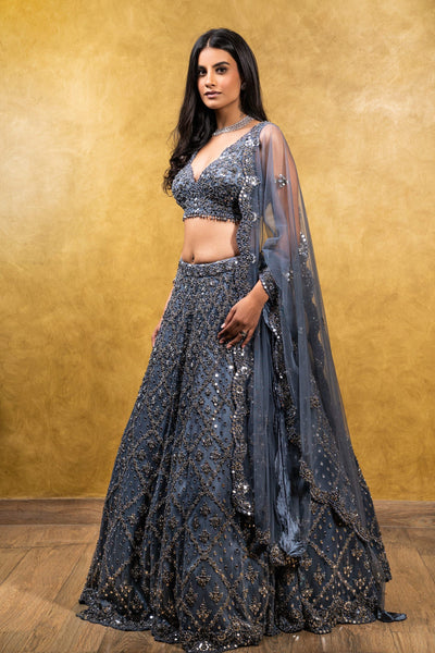 Top 100+ Slate Grey Lehenga Designs: Modern and Elegant Bridal Attire