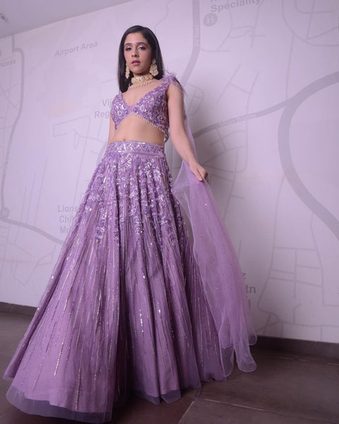 Top 100+ Lavender Grey Lehenga Designs: Soft and Elegant Ensemble for Day Weddings