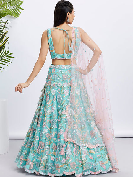 Top 100+ Turquoise Lehenga Designs: Refreshing and Exotic Look