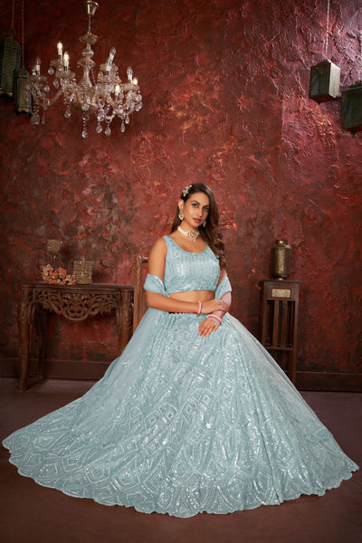 Top 100+ Sky Blue Lehenga Designs: Dreamy and Ethereal Ensemble