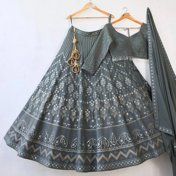 Top 100+ Slate Grey Lehenga Designs: Modern and Elegant Bridal Attire