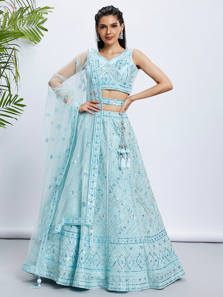 Top 100+ Turquoise Lehenga Designs: Refreshing and Exotic Look