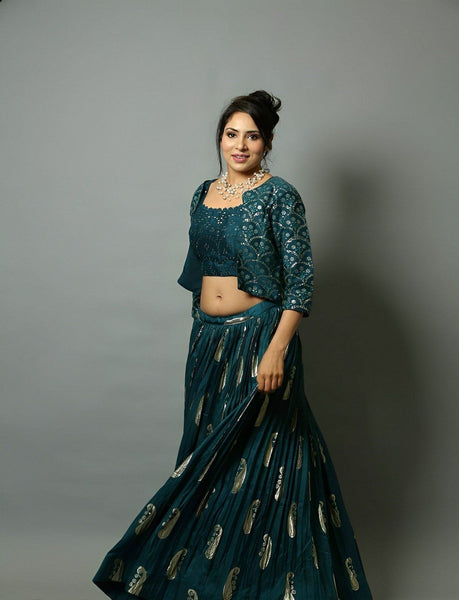 Top 100+ Dark Teal Lehenga Designs: Bold and Sophisticated Look for Mehndi