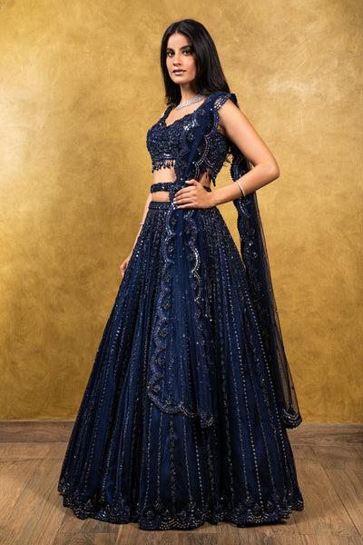 Top 100+ Midnight Blue Lehenga Designs: Deep and Mysterious Look for Evening Receptions