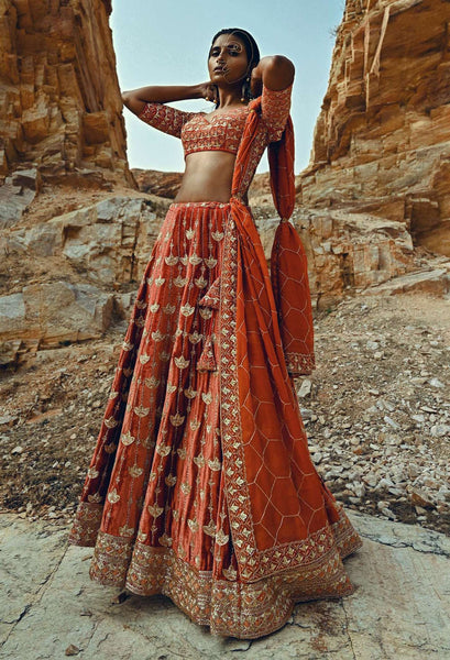 Top 100+ Rust Orange Lehenga Designs: Warm and Rich Ensemble