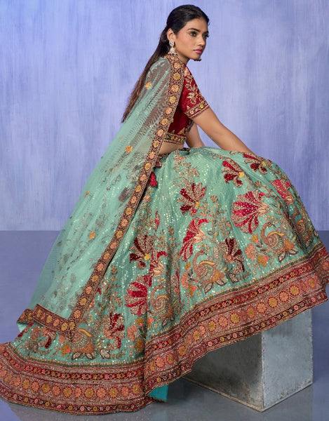 Top 100+ Turquoise Lehenga Designs: Refreshing and Exotic Look