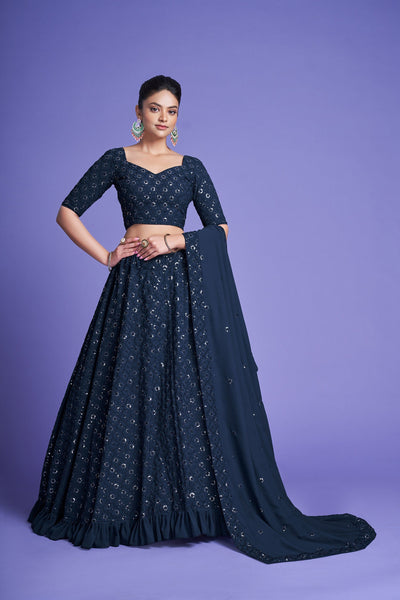 Top 100+ Dark Teal Lehenga Designs: Bold and Sophisticated Look for Mehndi