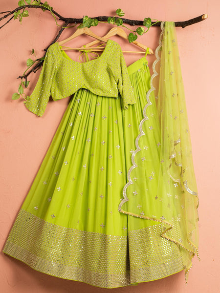 Top 100+ Olive Yellow Lehenga Designs: Unique and Refreshing Choice for Mehndi