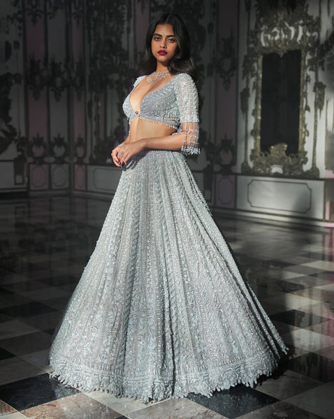 Top 100+ Slate Grey Lehenga Designs: Modern and Elegant Bridal Attire