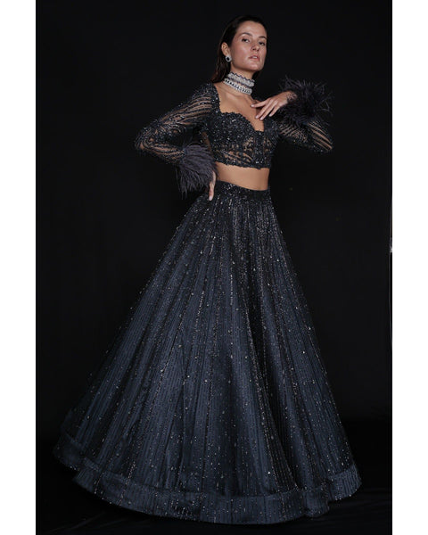 Top 100+ Slate Grey Lehenga Designs: Modern and Elegant Bridal Attire