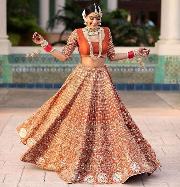 Top 100+ Rust Orange Lehenga Designs: Warm and Rich Ensemble