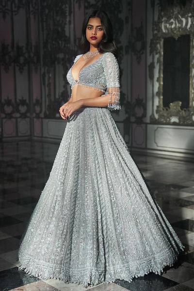 Top 100+ Slate Grey Lehenga Designs: Modern and Elegant Bridal Attire