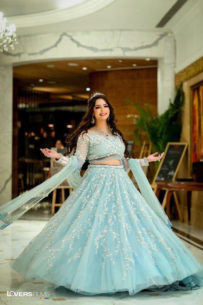 Top 100+ Sky Blue Lehenga Designs: Dreamy and Ethereal Ensemble