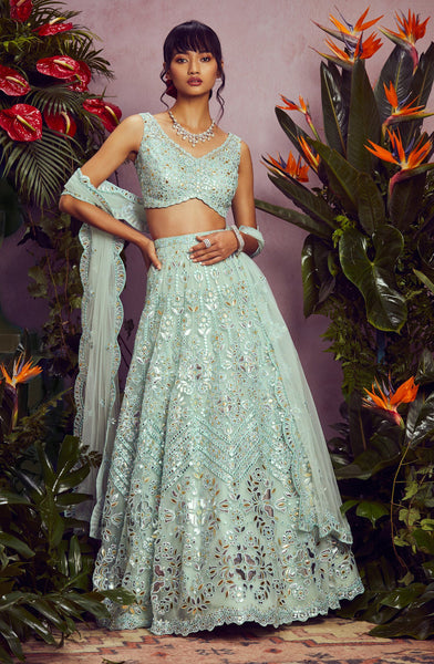 Top 100+ Mint Green Lehenga Designs: Fresh and Modern Choice for Mehndi