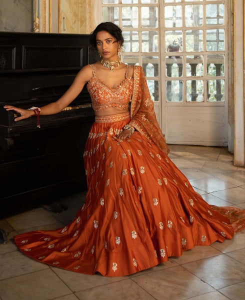 Top 100+ Rust Orange Lehenga Designs: Warm and Rich Ensemble