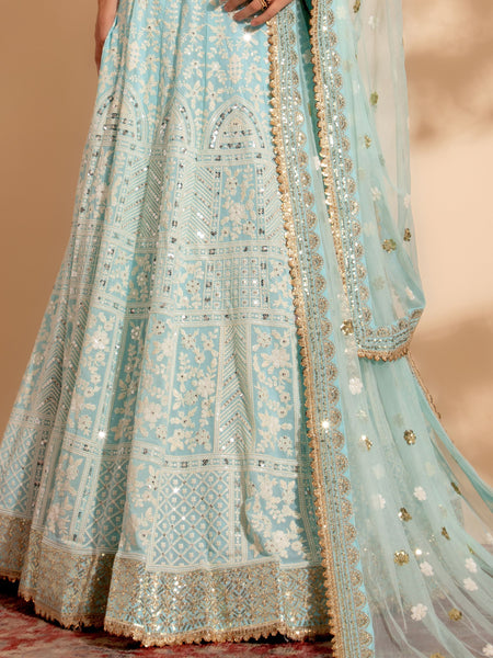 Top 100+ Sky Blue Lehenga Designs: Dreamy and Ethereal Ensemble