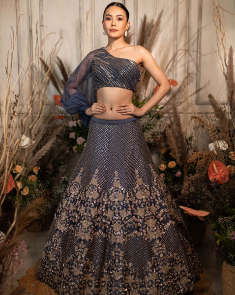 Top 100+ Slate Grey Lehenga Designs: Modern and Elegant Bridal Attire