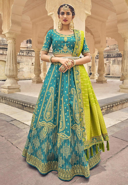 Top 100+ Turquoise Lehenga Designs: Refreshing and Exotic Look