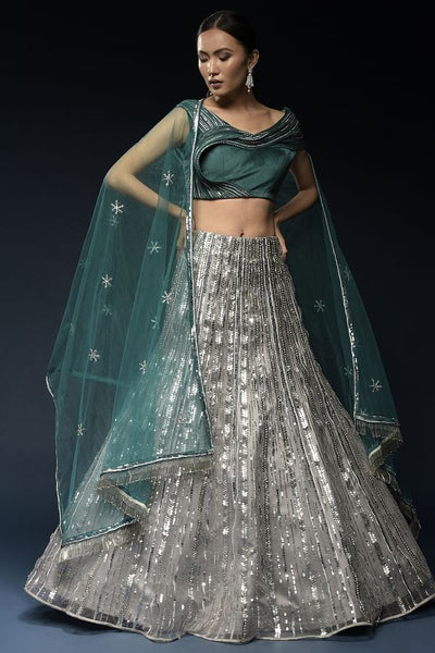 Top 100+ Slate Grey Lehenga Designs: Modern and Elegant Bridal Attire