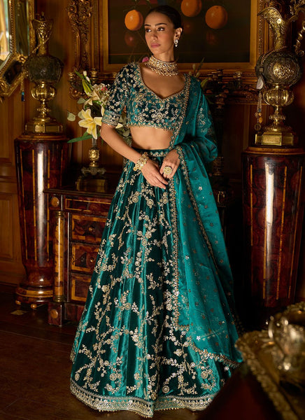 Top 100+ Dark Teal Lehenga Designs: Bold and Sophisticated Look for Mehndi