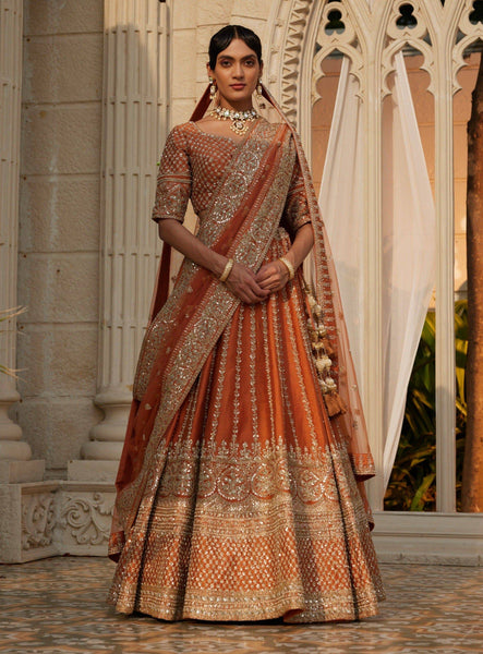 Top 100+ Rust Orange Lehenga Designs: Warm and Rich Ensemble