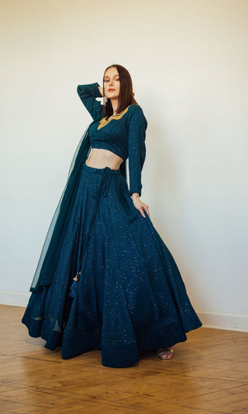 Top 100+ Dark Teal Lehenga Designs: Bold and Sophisticated Look for Mehndi