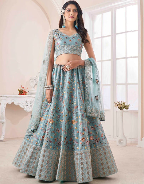 Top 100+ Turquoise Lehenga Designs: Refreshing and Exotic Look
