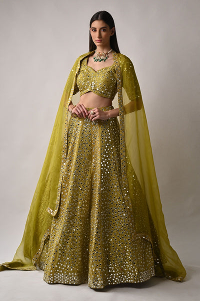 Top 100+ Olive Yellow Lehenga Designs: Unique and Refreshing Choice for Mehndi