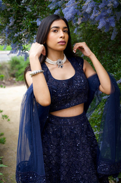 Top 100+ Midnight Blue Lehenga Designs: Deep and Mysterious Look for Evening Receptions