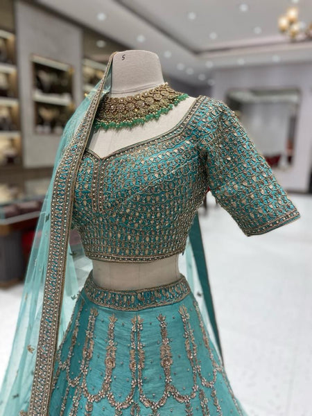 Top 100+ Turquoise Lehenga Designs: Refreshing and Exotic Look